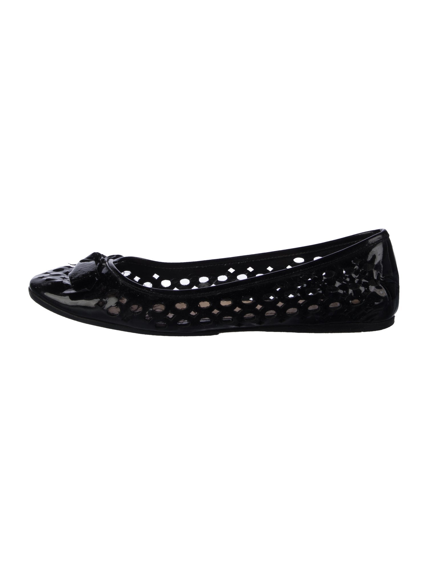 Prada Patent Leather Lasercut Accents Ballet Flats