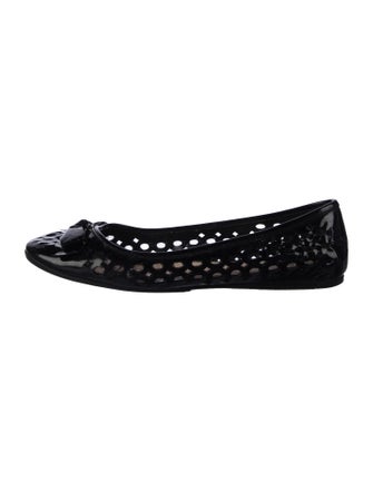 Prada Patent Leather Lasercut Accents Ballet Flats