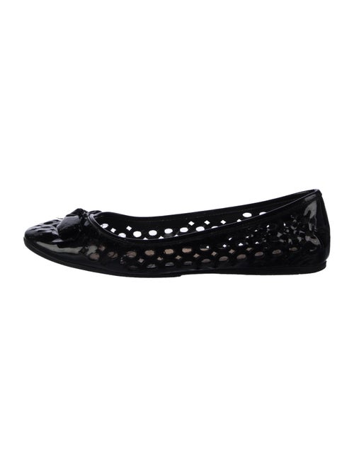 Prada Patent Leather Lasercut Accents Ballet Flats
