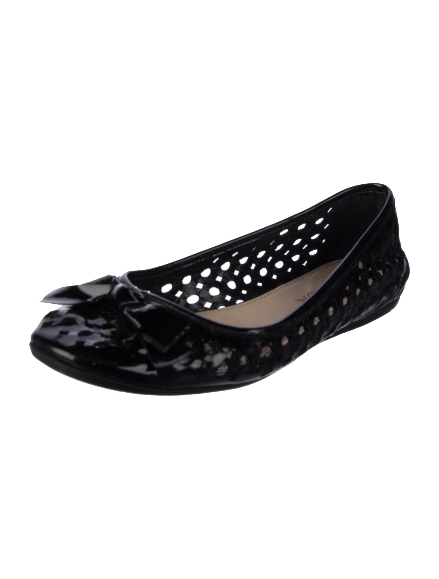 Prada Patent Leather Lasercut Accents Ballet Flats