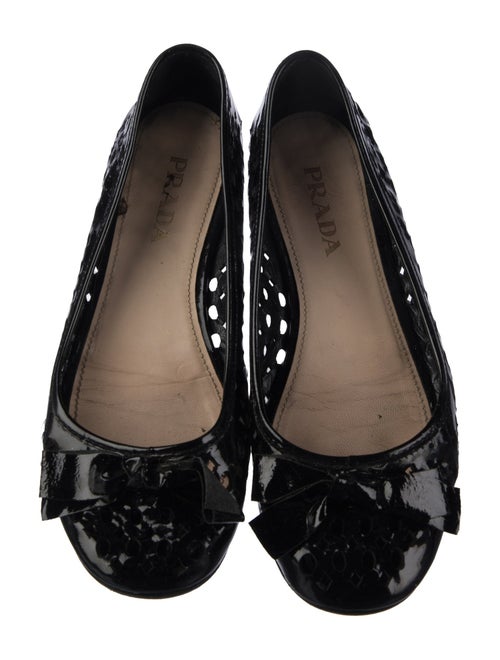 Prada Patent Leather Lasercut Accents Ballet Flats