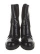 Prada Enameled Metal Triangle Leather Chelsea Boots