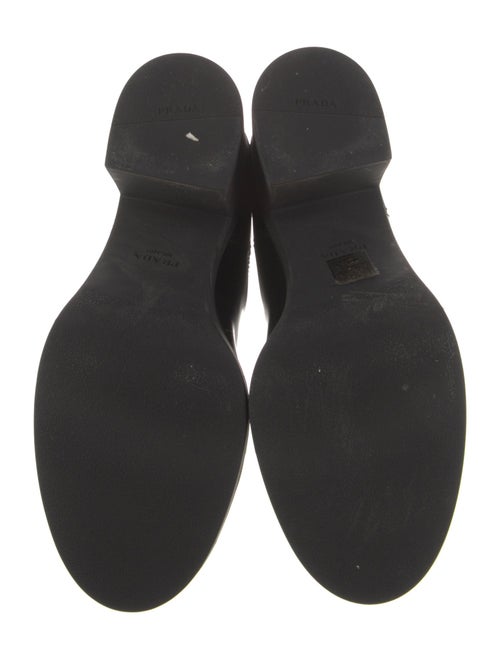 Prada Enameled Metal Triangle Leather Chelsea Boots
