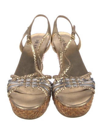 Prada Leather Colorblock Pattern Espadrilles