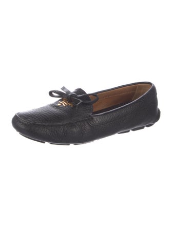 Prada Leather Bow Accents Loafers