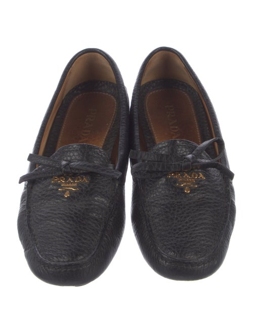 Prada Leather Bow Accents Loafers