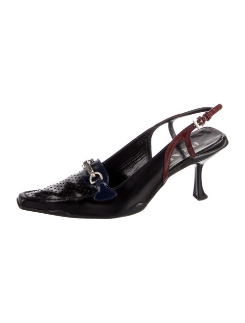 Prada Leather Colorblock Pattern Slingback Pumps