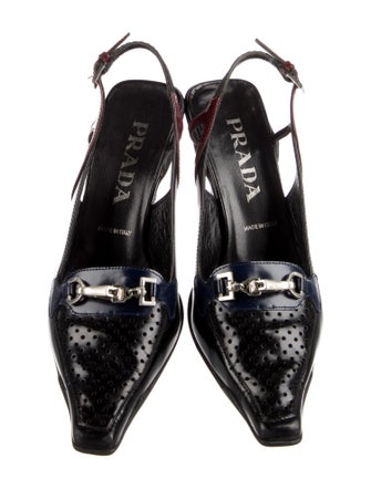 Prada Leather Colorblock Pattern Slingback Pumps