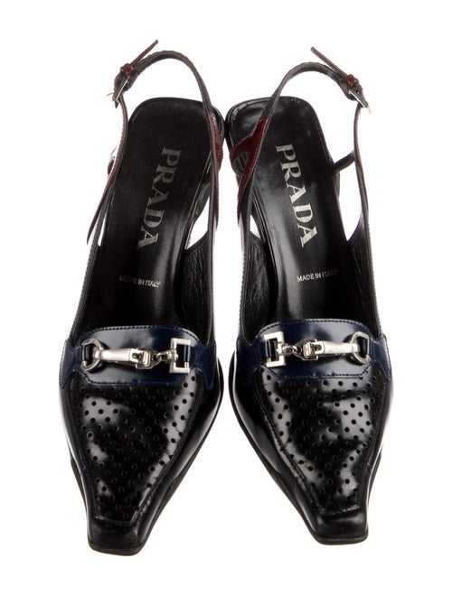 Prada Leather Colorblock Pattern Slingback Pumps