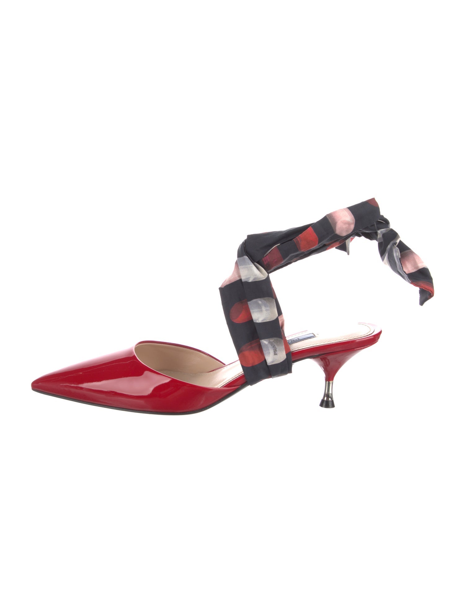 Prada Patent Leather Printed Slingback Pumps