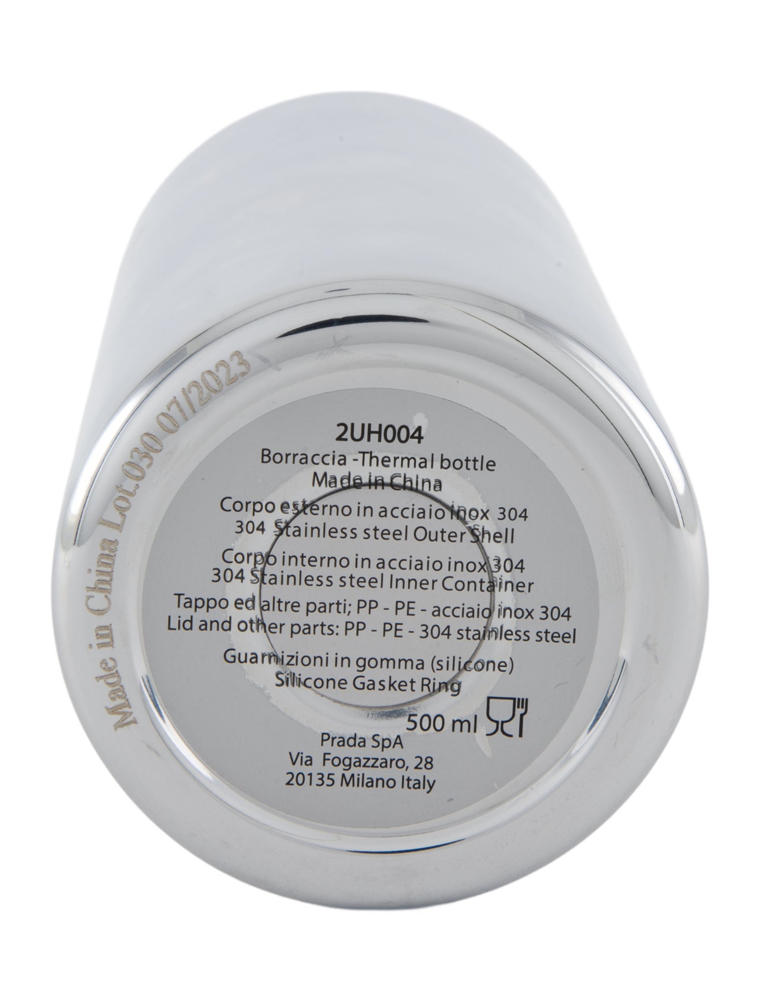 Prada 500mL Stainless Steel Water Bottle