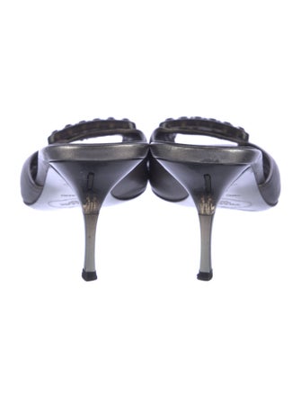 Prada Leather Crystal Embellishments Mules