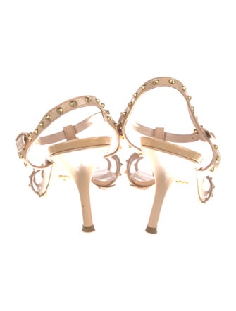 Prada Spike Accents Patent Leather T-Strap Sandals