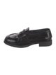 Prada Enameled Metal Triangle Leather Loafers