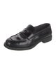 Prada Enameled Metal Triangle Leather Loafers