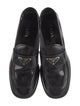 Prada Enameled Metal Triangle Leather Loafers