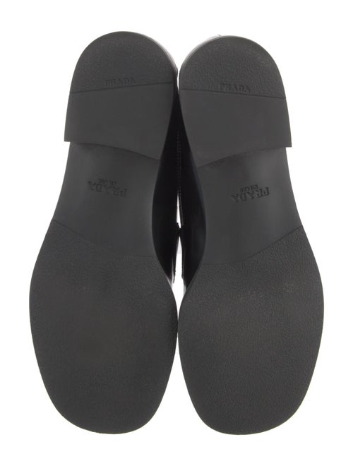 Prada Enameled Metal Triangle Leather Loafers