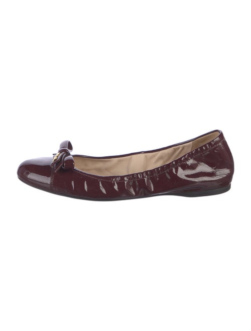 Prada Patent Leather Bow Accents Ballet Flats