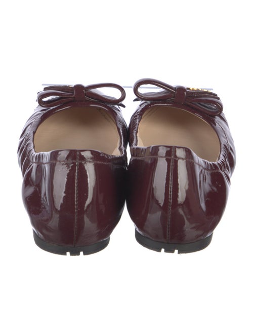 Prada Patent Leather Bow Accents Ballet Flats