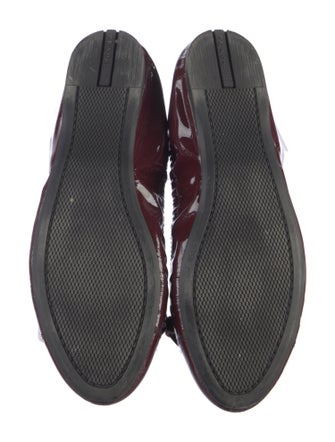 Prada Patent Leather Bow Accents Ballet Flats