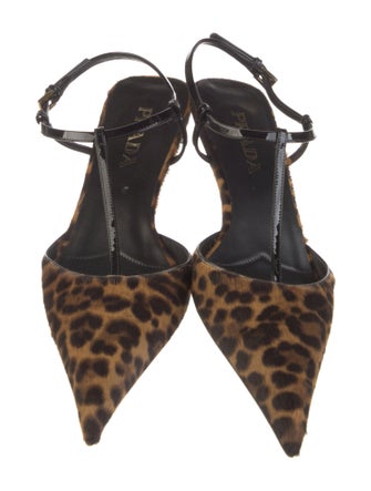 Prada Ponyhair Animal Print Slingback Pumps
