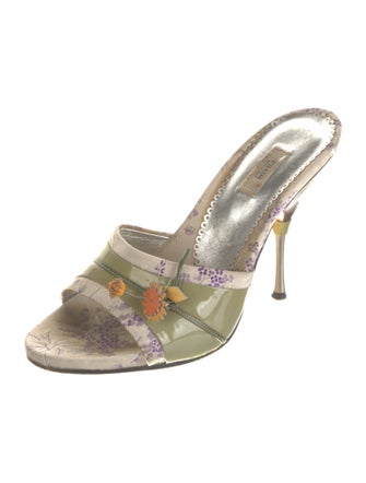 Prada Satin Floral Print Slides