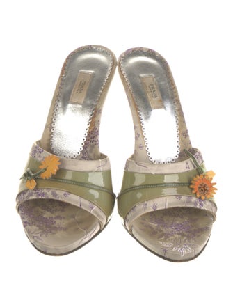 Prada Satin Floral Print Slides