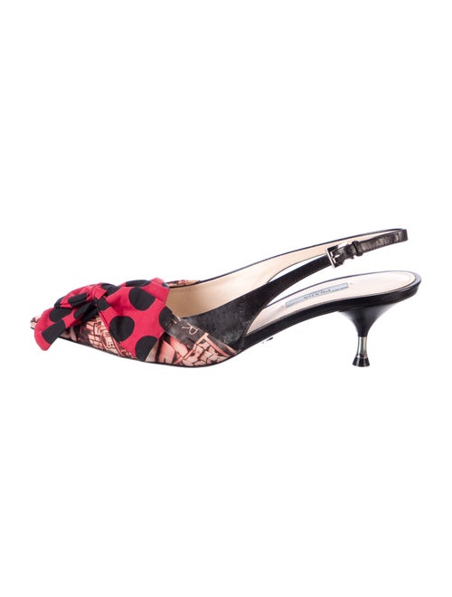 Prada Printed Bow Accents Slingback Pumps