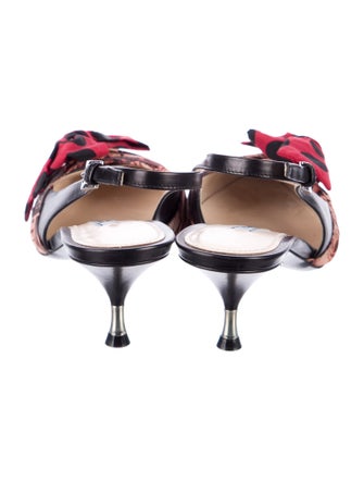 Prada Printed Bow Accents Slingback Pumps