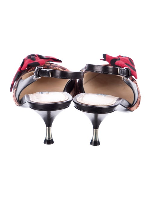 Prada Printed Bow Accents Slingback Pumps