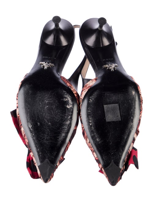 Prada Printed Bow Accents Slingback Pumps