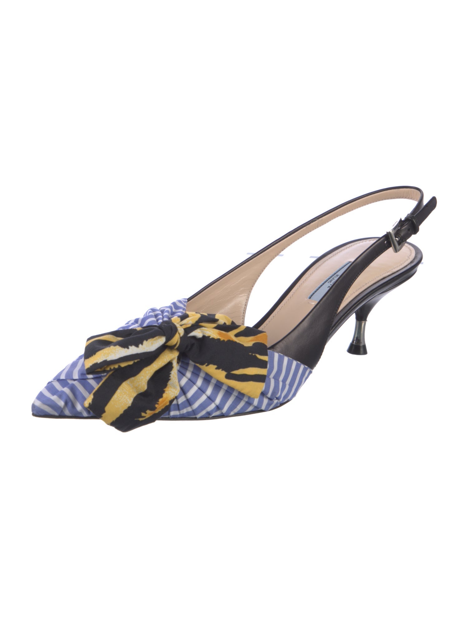 Prada Leather Printed Slingback Pumps