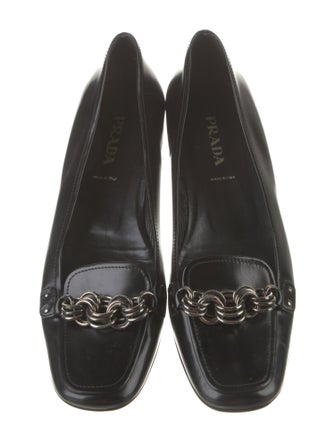 Prada Patent Leather Chain-Link Accents Loafers