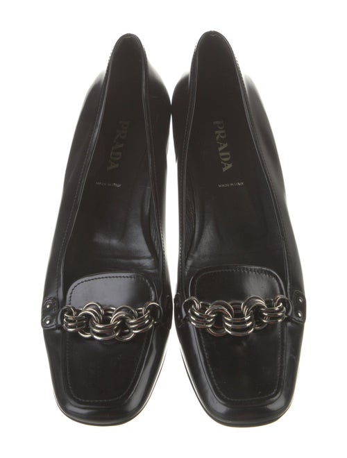 Prada Patent Leather Chain-Link Accents Loafers