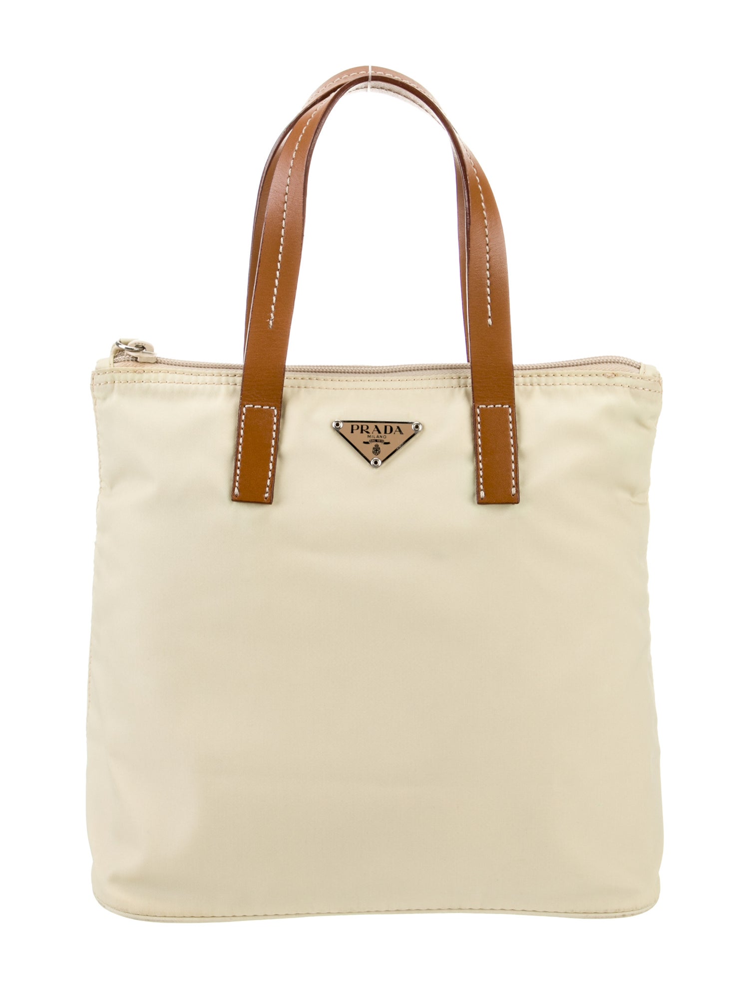 Prada Enameled Metal Triangle Top Handle Bag