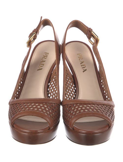 Prada Leather Lasercut Accents Slingback Pumps