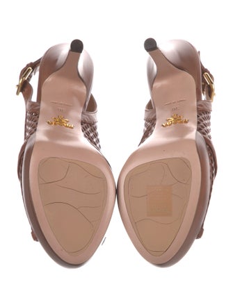 Prada Leather Lasercut Accents Slingback Pumps
