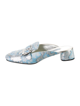 Prada Printed Crystal Embellishments Mules