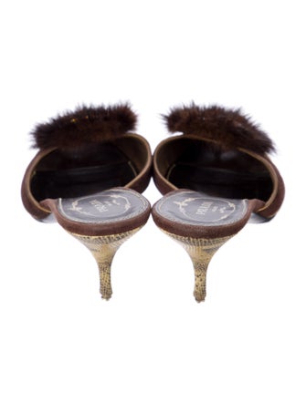 Prada Leather Animal Print Mules