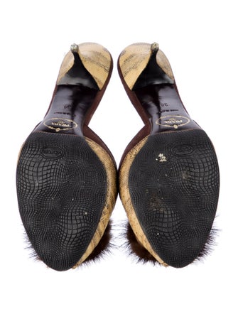 Prada Leather Animal Print Mules