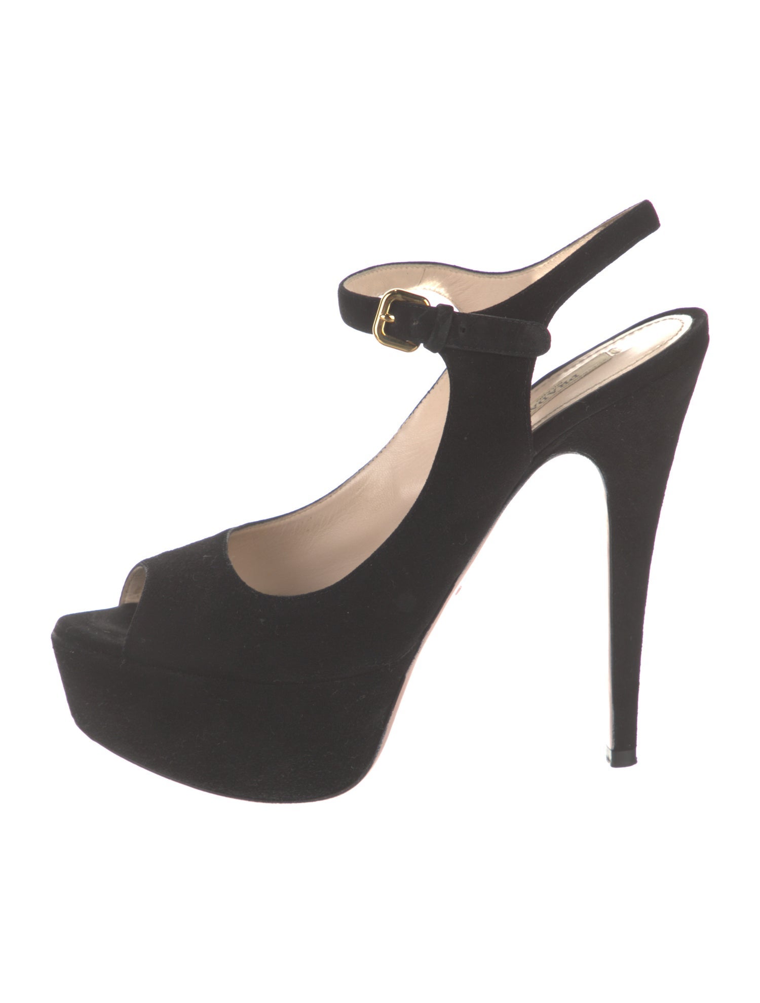 Prada Suede Cutout Accent Slingback Pumps