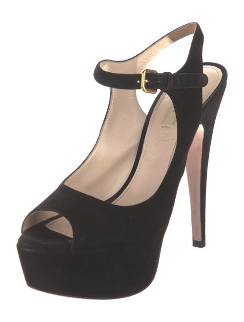 Prada Suede Cutout Accent Slingback Pumps