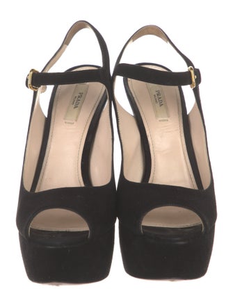 Prada Suede Cutout Accent Slingback Pumps