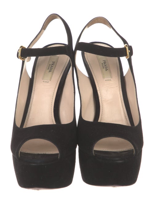 Prada Suede Cutout Accent Slingback Pumps