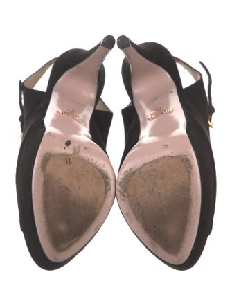Prada Suede Cutout Accent Slingback Pumps