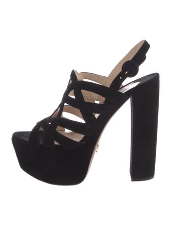 Prada Suede Cutout Accent Slingback Sandals