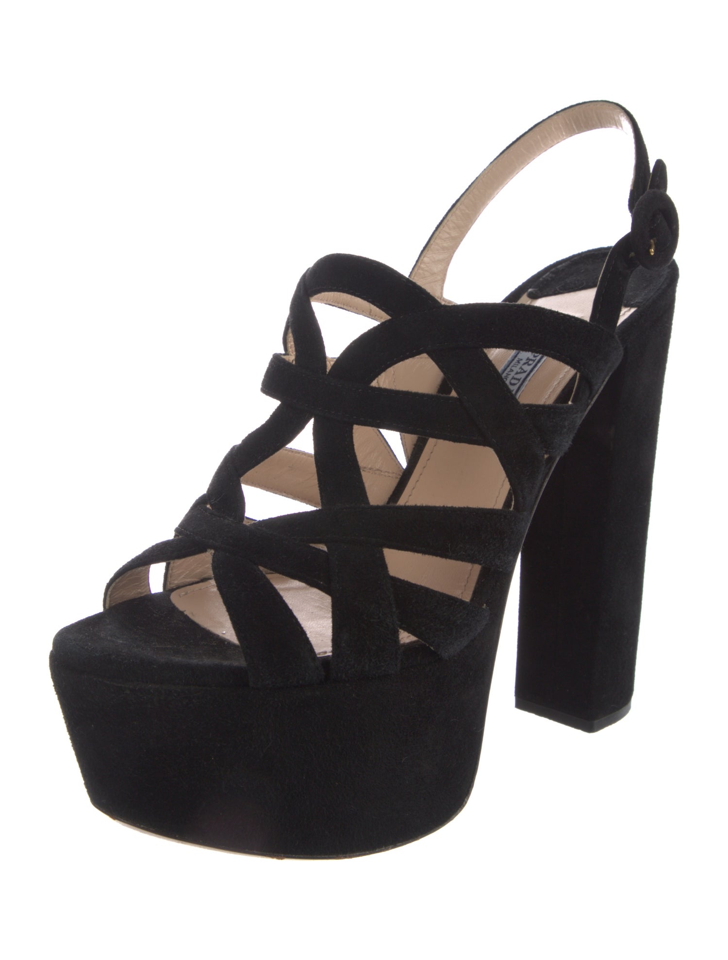 Prada Suede Cutout Accent Slingback Sandals