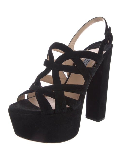 Prada Suede Cutout Accent Slingback Sandals