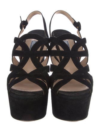 Prada Suede Cutout Accent Slingback Sandals