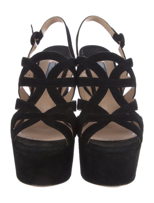 Prada Suede Cutout Accent Slingback Sandals